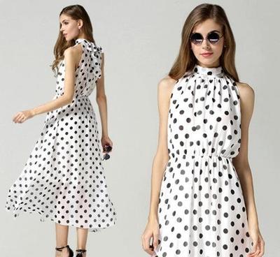 2015夏季新款圓點(diǎn)印花高領(lǐng)連衣裙 優(yōu)雅氣質(zhì)長裙選購指南